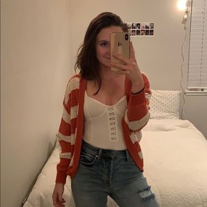 Orange and creme cardigan